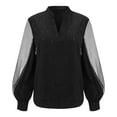 thumbnail image 4 of VISALY Women Elegant Sequin Dressy Casual Shirts Lantern Long Sleeve V Neck Pullover Spring Casual Elegant Tunic Tops Holiday Party Tops Sheer Mesh Tunic Work Shirts Trendy Basic Blouses Black L, 4 of 8