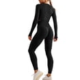 thumbnail image 1 of Gibobby Conjunto de yoga para mujer Conjunto de traje de Yoga para mujer, Top deportivo de manga larga sin costuras, cintura alta y levantamiento de cadera, p(Negro,G), 1 of 5