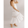 thumbnail image 6 of Caoirhny Women Summer Casual Long Dress Flower Embroidery Tie-Up Halter Neck Sleeveless Dress Fashion Backless A-line Dress, 6 of 9