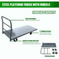 thumbnail image 3 of HPDAVV Steel Platform Truck/Smooth Deck Platform Truck Industrial Push Cart 60" L x 24" W Portable Dolly Large Flatbed with 6" Wheels 2000lb Capacity, Gray, 3 of 8