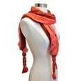 thumbnail image 2 of Coral & Red Two-Tone Crinkle Scarf With Tassels, 2 of 5