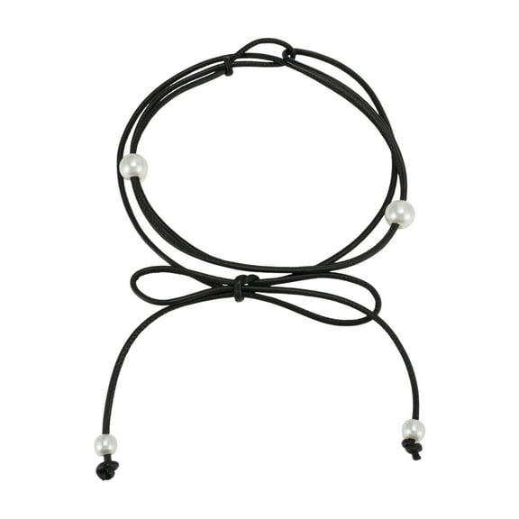 Unique Bargains 1 Pc Festival Wrap Belt Elegant Four Pearl Knotted Adjustable Waist Cord for Women Black
