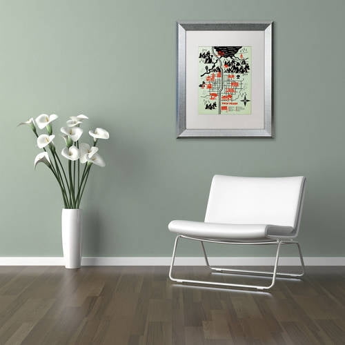 Trademark Fine Art 'Welcome To Twin Peaks' Canvas Art by Robert Farkas, White Matte, Silver Frame