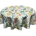 thumbnail image 1 of Leaf Round Tablecloth 60 Inch - Colorful Floral Leaves Table Cloth Spring Summer Botanical Foliage Table Covers Decorative for Holiday Kitchen Dinning Outdoor, 1 of 7
