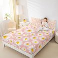 thumbnail image 4 of Homewish Cartoon Floral Daisy Twin Sheet Sets,Rustic Flower Twin Fitted Sheet,Pink White Yellow 03 For Girl Kids,Super Cozy Room Decor,3pcs, 4 of 7