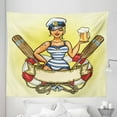 thumbnail image 1 of Retro Tapestry, Pin-Up Sailor Girl Life with Captain Hat and Costume Glass of Beer Feminine, Fabric Wall Hanging Decor for Bedroom Living Room Dorm, 5 Sizes, Multicolor, by Ambesonne, 1 of 1