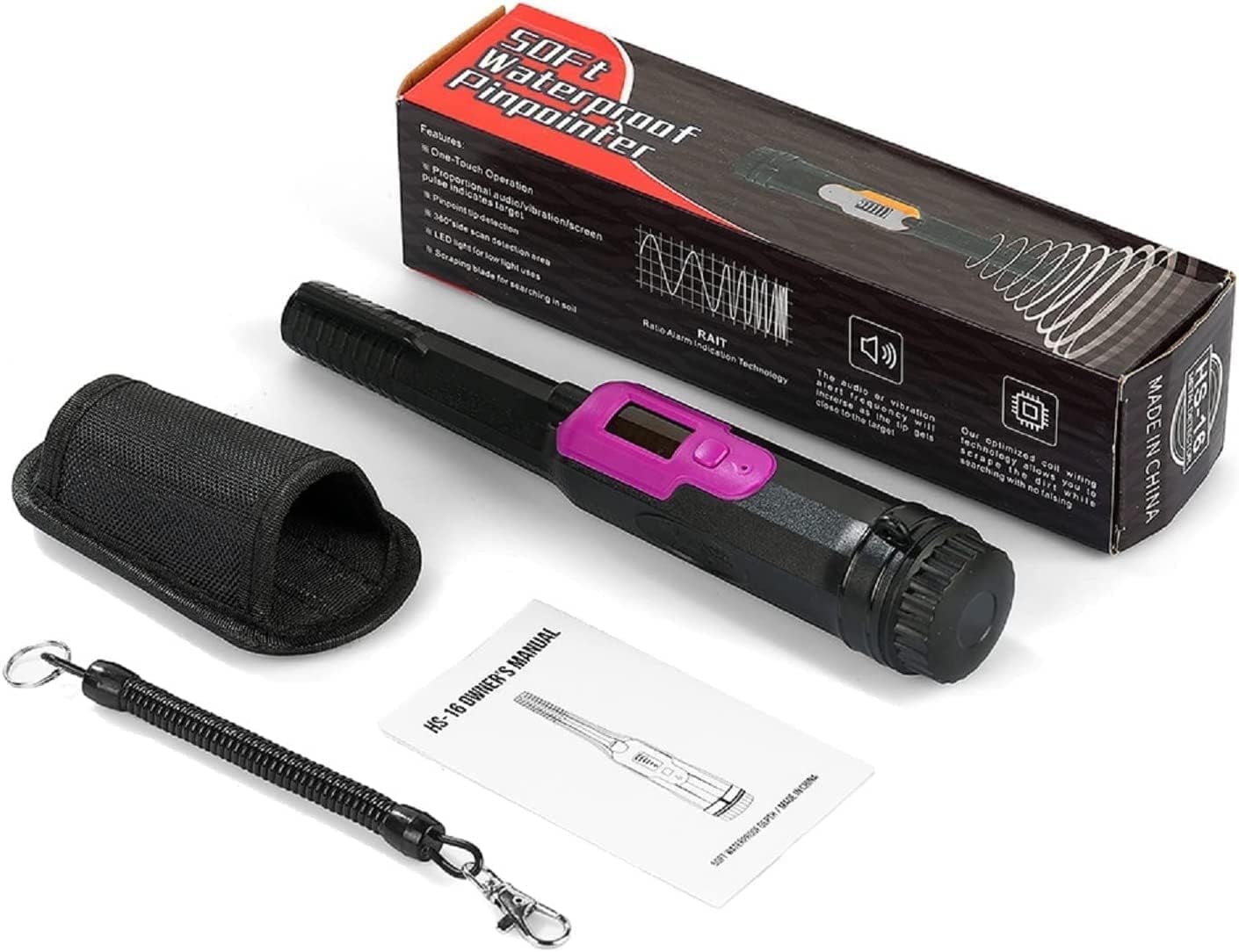 Metal Detector Pinpointer Handheld Pin Pointer Search Finder Probe With LCD Display,IP68 Waterproof 50Ft Depth for Adult,Metal Reader in 3 Alarm Modes