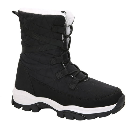 TABLZONE Mid-Tube Snow Boots Black Fashionable and Warm for Winter Outdoor