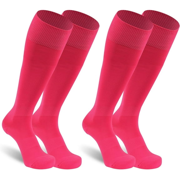 2 Pairs Unisex Soccer Socks, Knee High Solid Baseball Football Sports Team Socks