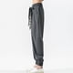 thumbnail image 4 of Pantalones de lino de color liso para hombre, largos, con bolsillos y cordón ajustable, de poliéster., 4 of 4