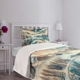 thumbnail image 3 of Ambesonne Lake Quilted Bedspread Set 2 Pcs, Woodland Mountain Print Cloudy, Twin Size, Cadet Blue Peach Teal, 3 of 5