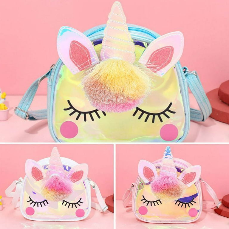 Teblacker Girls Purse Unicorn Gifts Little Princess Glitter Crossbody Bag for Kids Mini Cute Toddlers Colorful Wallet Handbag Messenger Bag for