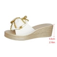 thumbnail image 4 of White Women'S Fashionable Fish Mouth Wedge Heel Slippers Open Toe Round Head Thick Sole Summer, 4 of 9