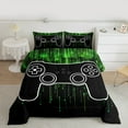 thumbnail image 2 of jejeloiu Teen Video Game Full Size Comforter Sets,Gamepad Game Lover Bedding Comforter Set,Green Black Bedding Sets For Boys,Ultra Soft Home Decor Reversible,3pcs, 2 of 8