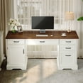 thumbnail image 5 of Casacomoda 40" Small Computer Desk with Fabric Drawers & File Cabinet, Home Office Desk with Cloth Storage Bag and Hook, Writing Study Work Table for Small Space, Vanity Desk for Bedroom, White, 5 of 5
