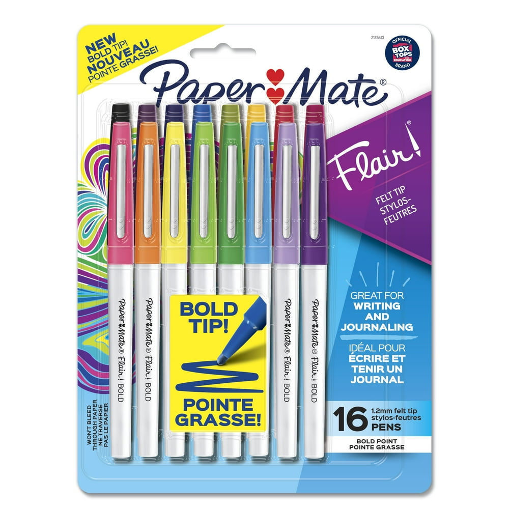 Paper Mate Flair Pens, Felt Tip Pens, Bold Tip (1.2 mm), Assorted ...