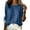 Blue-13, variant on Women's Chambray Round Neck Blouse, Roll Tab Sleeve Denim Top, Casual Side Button Shirt