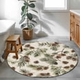thumbnail image 4 of Sage Green Christmas Round Area Rug 4 FT, Non Slip Indoor Outdoor Rug, Rustic Pine Cones Xmas Botanical Washable Soft Circular Carpet Non-Shedding Floor Mat for Coffee Table Nursery Foyer Balcony, 4 of 8