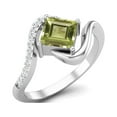 thumbnail image 2 of Mooneye 5mm Square Peridot 925 Sterling Silver Solitaire Bypass Women Valentines Day Gift Ring, 2 of 3