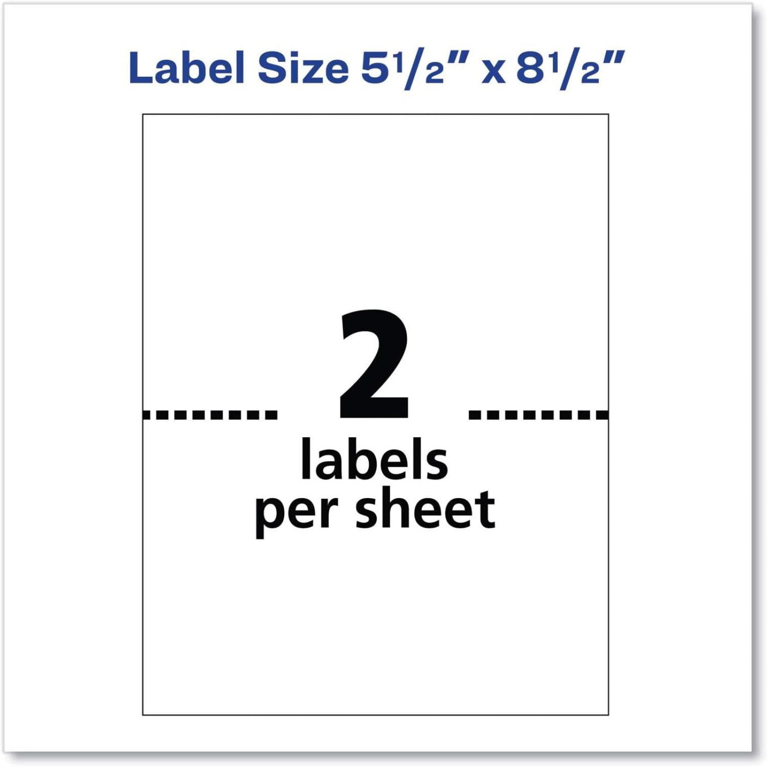 (100 Sheets) 8.5" x 5.5" Half Sheet Labels, Bold Permanent Adhesive