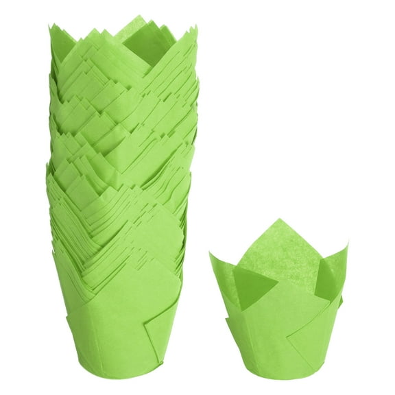 150Pcs Tulip Baking Cups Cupcake Muffins Liners Paper Greaseproof Wrappers for Wedding(3.1" x 2", Green)