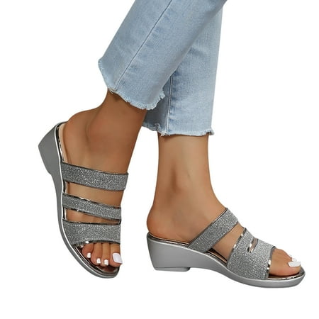 Summer Ladies Lightweight Slippers Sandals Casual Wedge Heels Women s Shoes