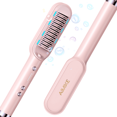 AIMIKE Hair Straightener with Ionic, Anti-Scald Ceramic Hot Comb for Smoothing Frizz Hair, S10 Pink