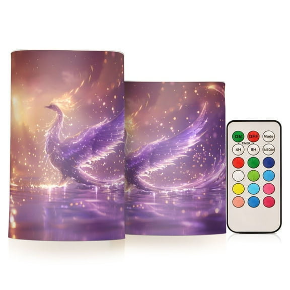 ALAZA Phoenix Bird Shiny 2 PCs LED Flickering Flameless Candles with Remote Timer Battery Operated Candle