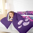 thumbnail image 4 of Manfei Peace and Love Queen Comforter Set for Kids, Purple Watercolor Bedding Sets, Retro Flower Print Reversible Bedding Comforter Set, Super Cozy Room Decor, 3-Piece, 4 of 8