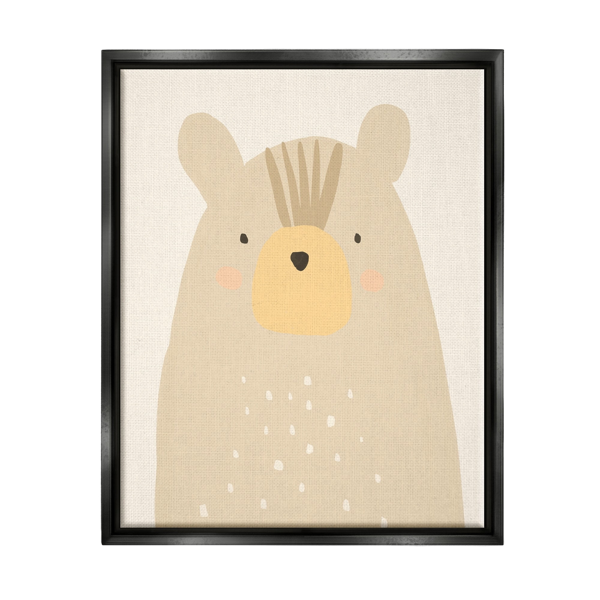 Stupell Industries Charming Brown Bear Casual Style Animal Drawing Graphic Art Jet Black Floating Framed Canvas Print Wall Art, Design by Heather McLaughlin