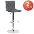 thumbnail image 3 of Flash Furniture Sammie 2 Pack Contemporary Button Tufted Gray Vinyl Adjustable Height Barstool with Chrome Base, 3 of 14