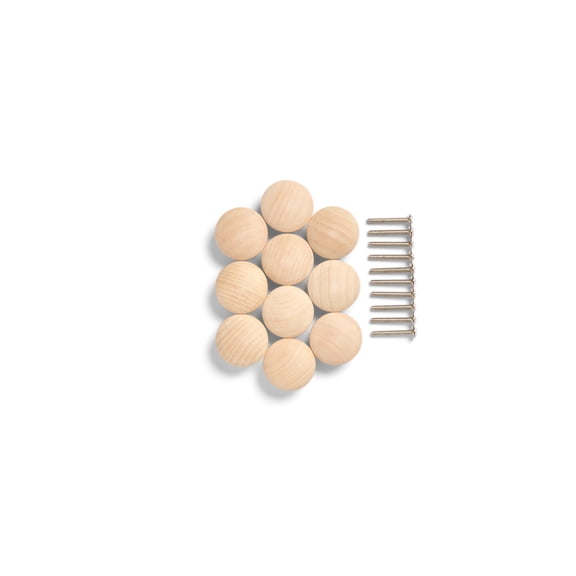 Mainstays Wood Knobs for Cabinet Replacements, DIY, Home, Hanging Backer, Unfinished – 10 Pack