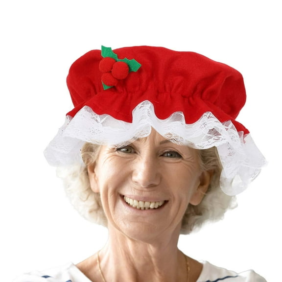 Mrs Claus Hat Old Lady Santa Cap Granny Red Bonnet Christmas New Year Party Grandma Maid Cosplay Costume Accessories