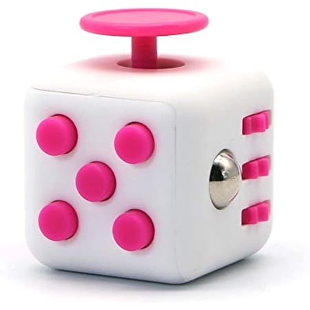 JAGOCY Fidget Cube Stress Anxiety Pressure Relieving Toy Great for Adults and Children[Gift Idea][Relaxing Toy][Stress Reliever][Soft Material] (White&Pink)