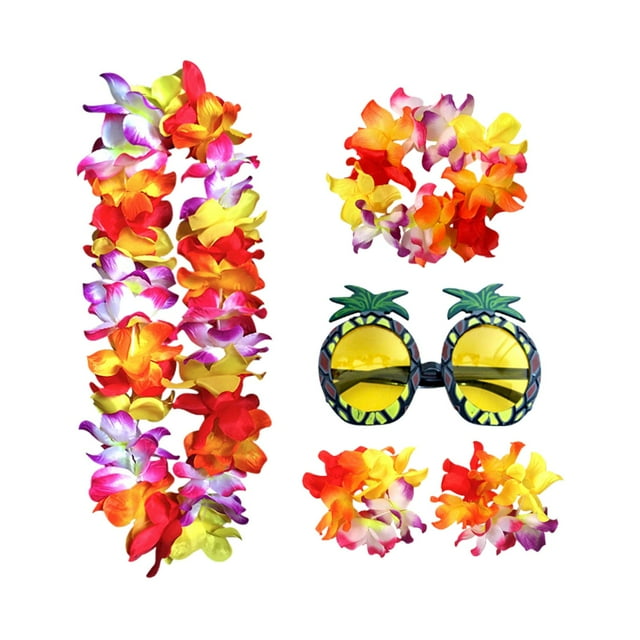 Bonito hawaiano, conjunto de disfraz, accesorio de playa, conjunto ajustable, diadema, ropa de baile, gafas para de niños y Multicolor Salvador Dali falda hawaiana