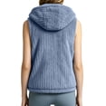 thumbnail image 6 of Puntoco Women's Striped Fleece Hoodie Warm Fleece Jacket Loose and Fleece Blue L, 6 of 8