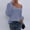 Blue, variant on Women's Oversized Sweaters Off The Shoulder Sweater Long Sleeve Pullover Loose Fit Spring Casual Chunky Knit Pullover Tops Yellow S