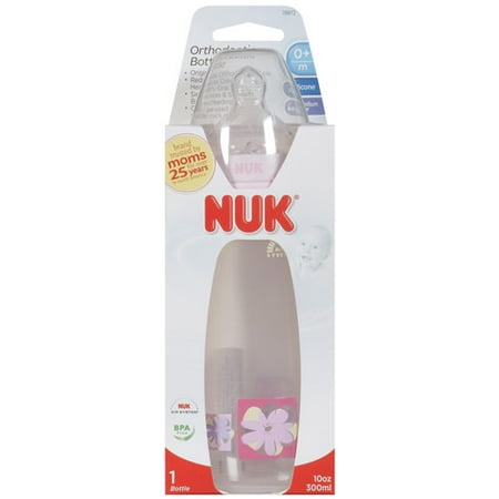 Nuk Orthodontic Medium Flow Silicone Bottle, 10 oz
