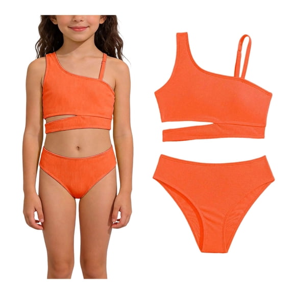 Two Piece Swimsuit for Girls Cutout Bathing Suit with Chest Pad Bathing Suit for Tweens 11-12 Years