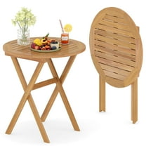 Costway Outdoor Side Table with Slatted Tabletop & X-Shaped Structure Coffee Table