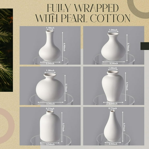 Set of 12 Small Ceramic Vase Decorative White Modern Mini Ceramic Flower Vases for Coffee Table Centerpieces Home Living Room Bud Shelf Entryway Boho Vintage Farmhouse Decor