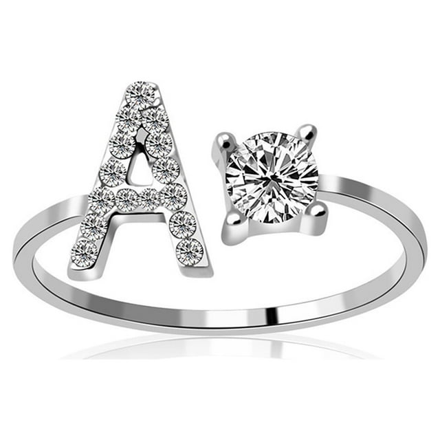EGNMCR Rings Exquisite Fashion 26 English Alphabet Style Letter Fashion Copper Fashion ring