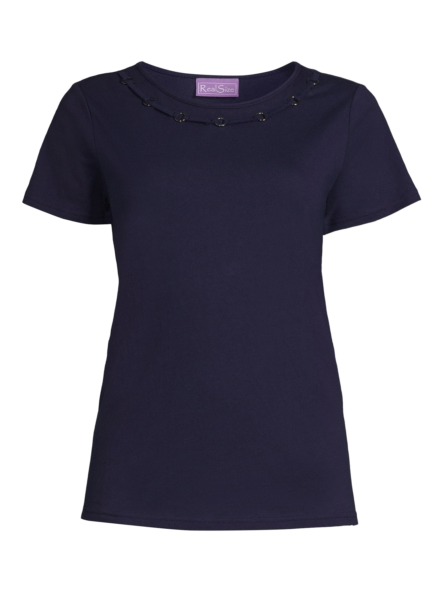 RealSize Women's Embellished Crewneck Tee with Short Sleeves, Sizes XS-3XL