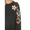 thumbnail image 4 of Simply Couture Women's Plus Size Solid Blooming Floral Embroidered Blouson Sleeve Knitted Sweater Top, 4 of 4