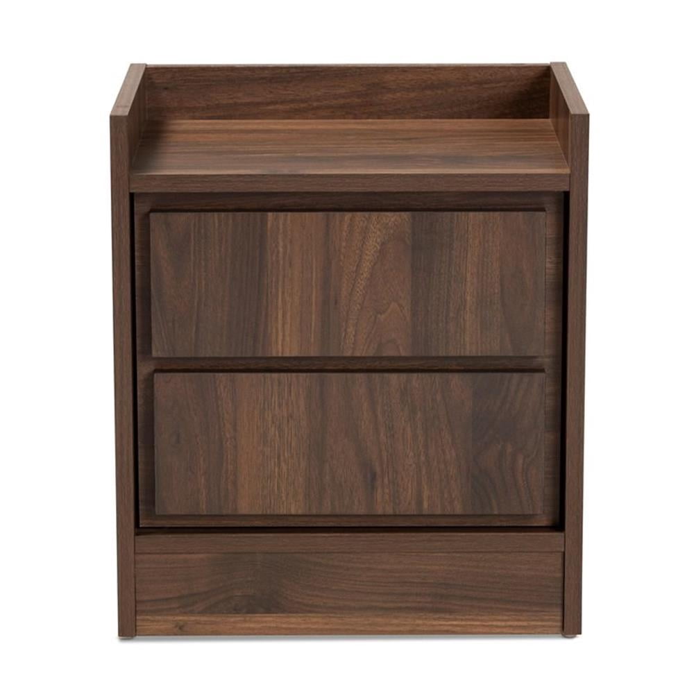 Baxton Studio Hale Modern and Contemporary Walnut Brown Finished Wood 2-Drawer Nightstand