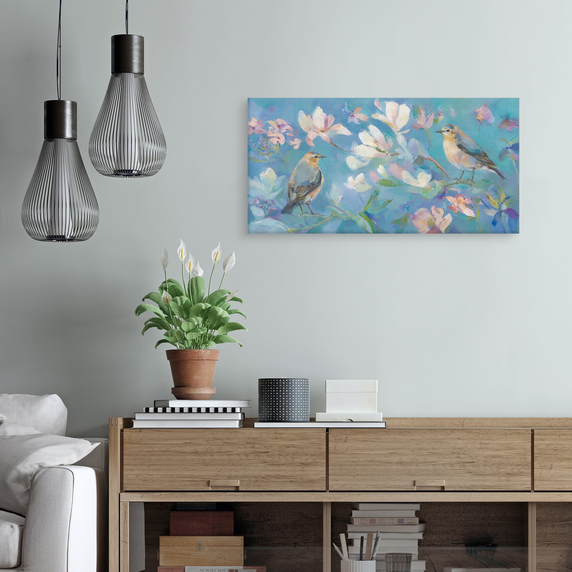 Birds in Magnolia by Sarah Simpson Canvas Art Print