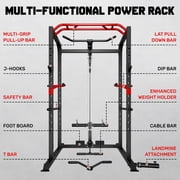 Forgemus Squat Rack for Home Gym,2000lbs Power Rack Squat Machine with LAT Pulldown and More Training Attachments,Weight Rack with Adjustable Pulley System for Full Body Workout,Black