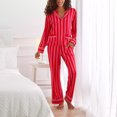thumbnail image 1 of Puntoco Ropa de dormir para mujer, conjunto de pijama con cuello tipo cárdigan, informal, con solapa y estampado para el hogar, 1 of 5