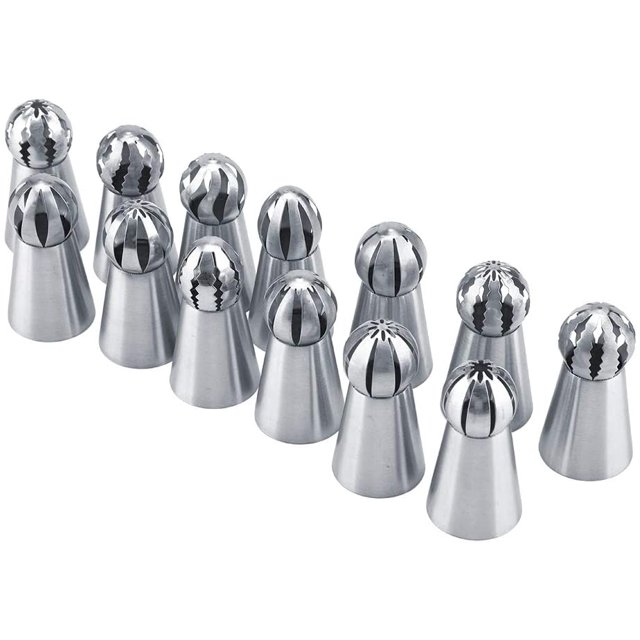 13 Pcs Russian Ball Piping Tips Stainless Steel Sphere Nozzle Set Cake Decorating Supplies DIY Decor Baking Tool