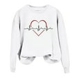 thumbnail image 2 of Heart Beat Print Women's Pullover Hoodie Sweatshirt Casual Lightweight Long Sleeve Top For Everyday Wear Crop Sweatshirts Women Distress Tops Women Medium Weight Hoodie Extra Long Sweatshirts Women, 2 of 4